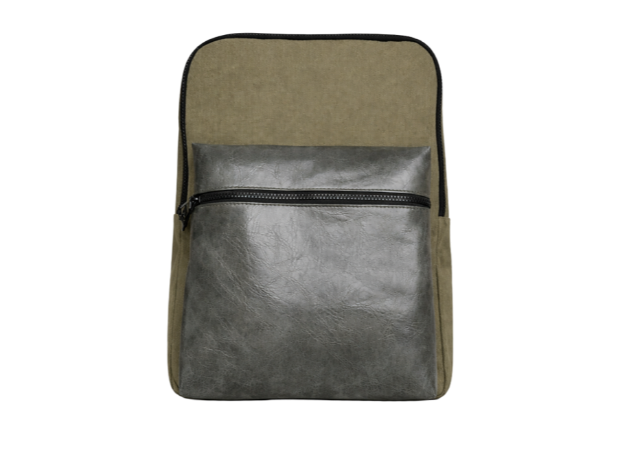 Canvas Backpack with PU Front