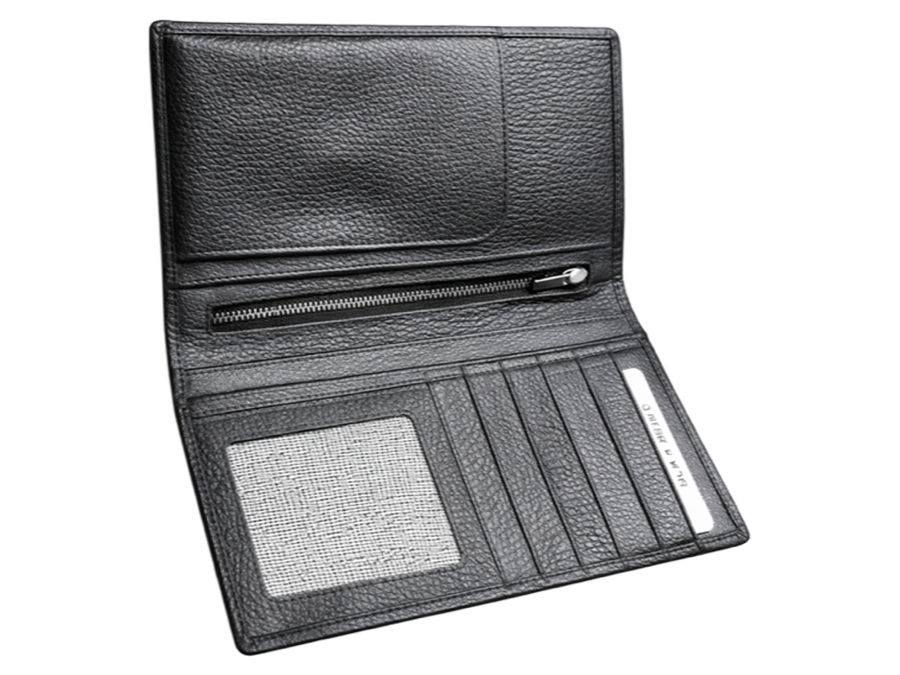 Long Bifold Wallet with Zip Pocket