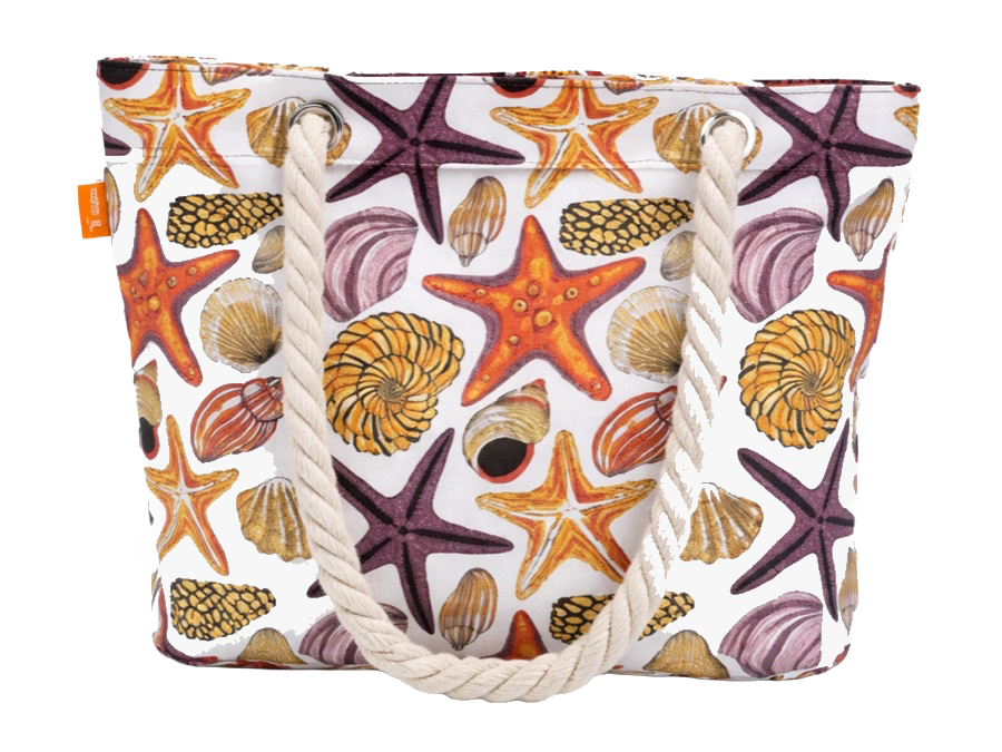 Printed Canvas Beach Tote Bag